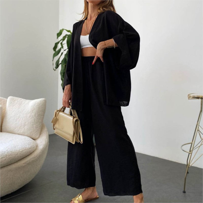 Damen Leinen Hosenanzug mit Fl – Linen Pant Wide Bewertung und Preis