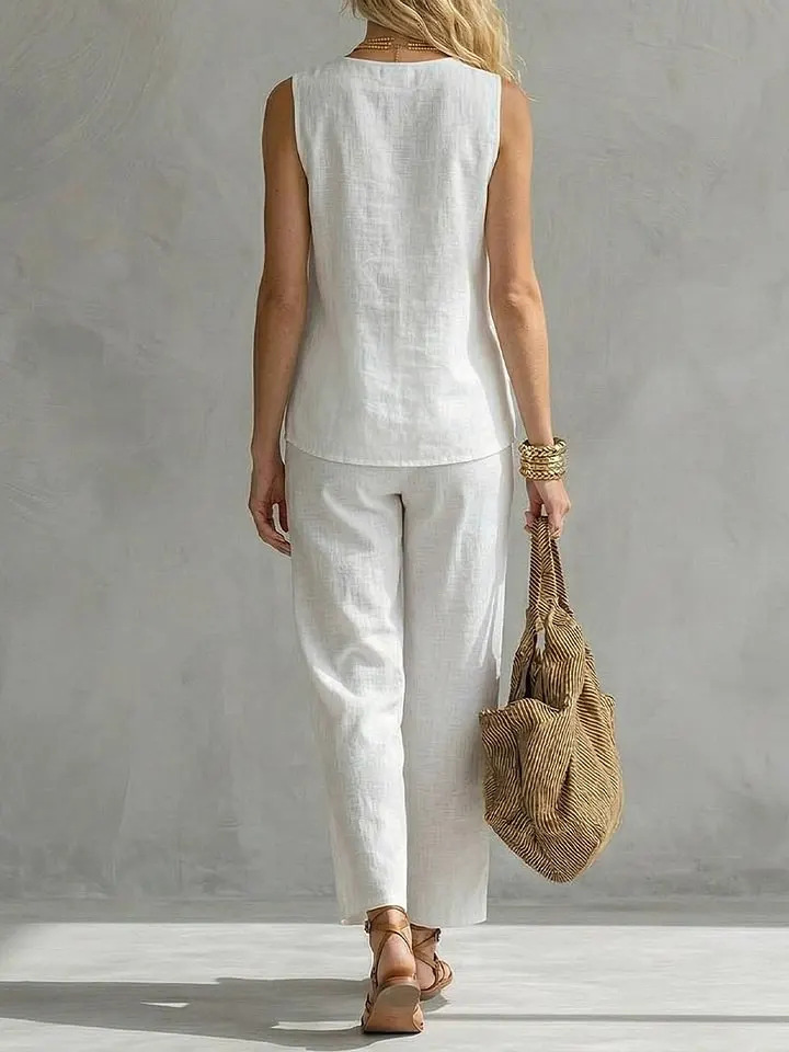 Einknopf-Oberteil aus Leinen,  – Linen Pant Wide Bewertung und Preis